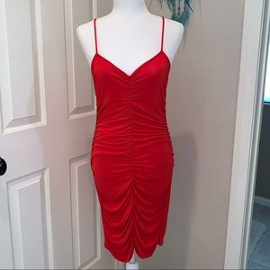 ❌SOLD❌ Super soft scrunched front red bodycon